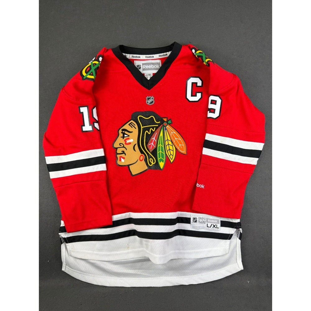 Reebok Mens Red Premier NHL Chicago Blackhawks Jonathan Toews #19 Jersey L/XL